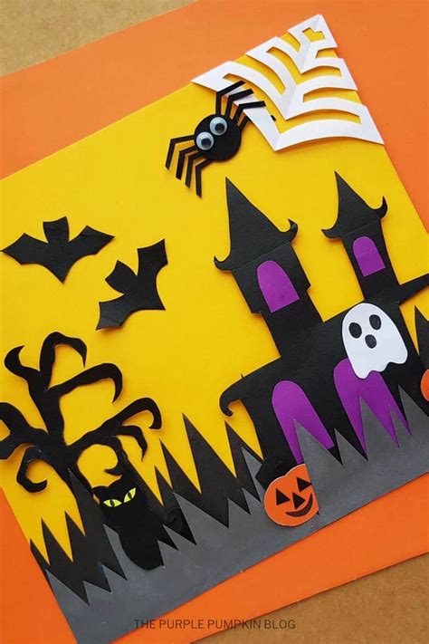halloween haunted house paper craft  kids  template