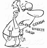 Coughing Outline Wheezing Gasping Toonaday sketch template