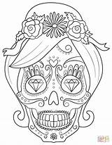 Coloring Sugar Skull Woman Pages Skulls Printable Supercoloring sketch template