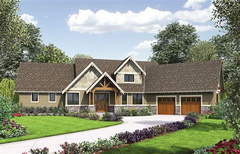 rugged craftsman  angled garage
