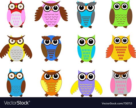 color owls royalty  vector image vectorstock