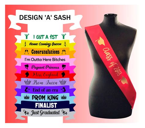 personalised prom sash sashes school leavers prom king queen etsy uk