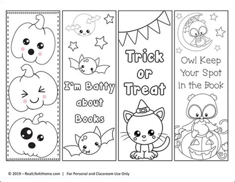printable color   halloween bookmarks coloring bookmarks