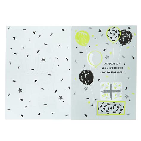 buy son neon cake and balloons birthday card for gbp 1 99 card factory uk