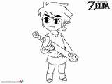 Link Coloring Pages Toon Zelda Cute Printable Kids Color Print sketch template