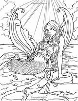 Coloring Pages Mermaid Adult Siren Adults Mermaids Mystical Mythical Sea Colouring Printable Sirens Book Legend Fenech Selina Myth Lovely Fantasy sketch template