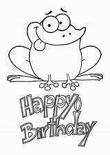 Birthday Coloring Happy Pages Frog Printable Cards Card Dog Print Popular Frogs Rocks Wishing Kids Puppy Visit sketch template
