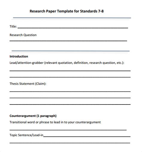 research paper outline template    documents