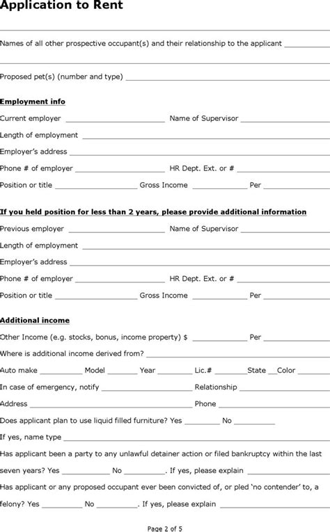 kentucky rental application form download free printable legal rent and