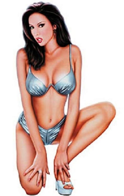 2 sexy vintage brunette pinup girl bikini vinyl stickers decal art c cartagena ebay