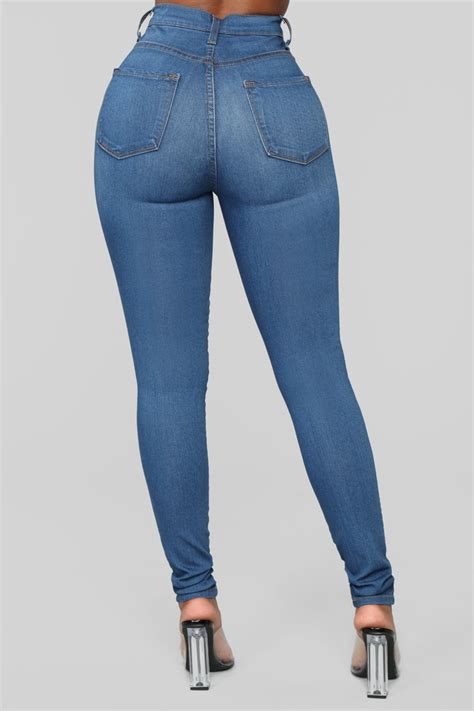 classic high waist skinny jeans medium blue wash
