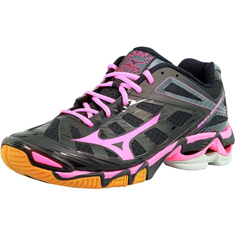 mizuno womens wave lightning rx black pink grey ankle high tennis shoe  walmartcom