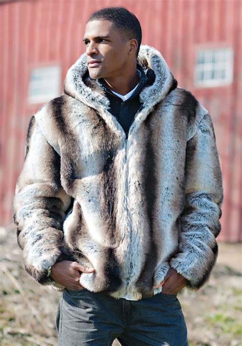 chinchilla faux fur mens hooded parka fabulous furs faux fur coat men faux fur hooded