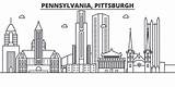 Pittsburgh Skyline Line Vector Pennsylvania Illustration City Linear Architecture Landmarks Cityscape Famous Illustrations Cit Stock Clip Sights Strokes Editable Icons sketch template