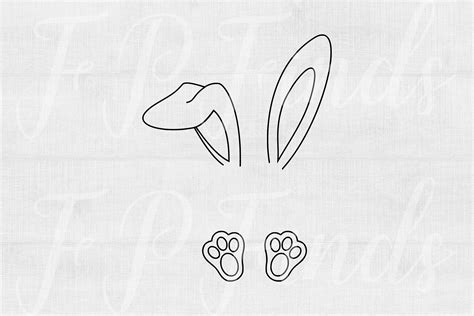 easter bunny ears  feet svg designs digital  cut etsy