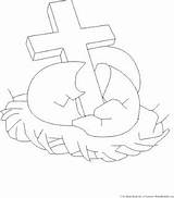 Cross Easter Coloring Pages Printables Lilies Jesus Christianity Eggs sketch template