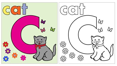 cat coloring page letter   stock photo public domain pictures