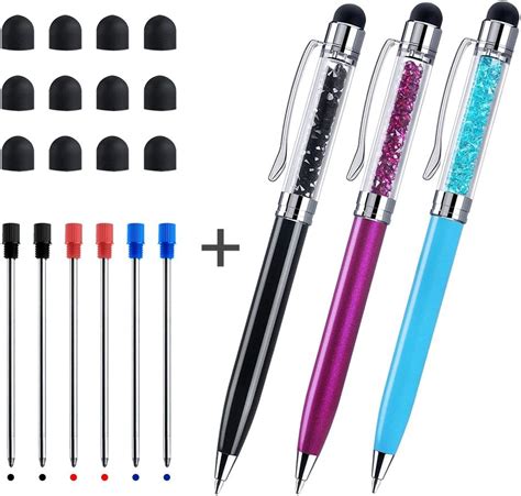 amazoncom crystal stylus pens chaoq  pcs black red blue stylus   ballpoint pens