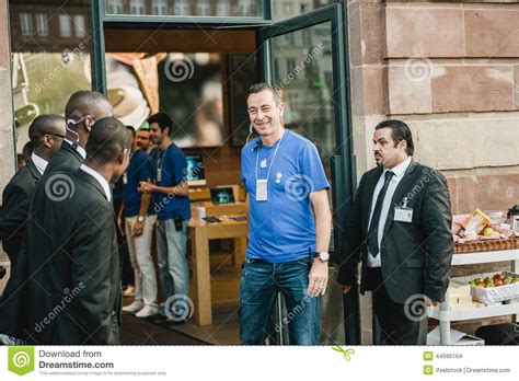 apple genius manager smiling  iphone  sales editorial stock image image  launch