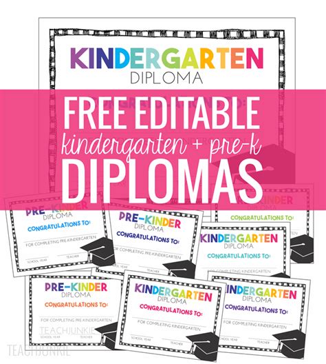 kindergarten diplomas editable kindergartenworks