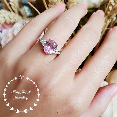 oval pink diamond ring engagement ring  carats oval cut fancy pink diamond ring barbie pink
