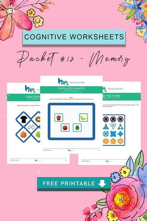 memory worksheets  cognitive therapy tool happyneuron pro