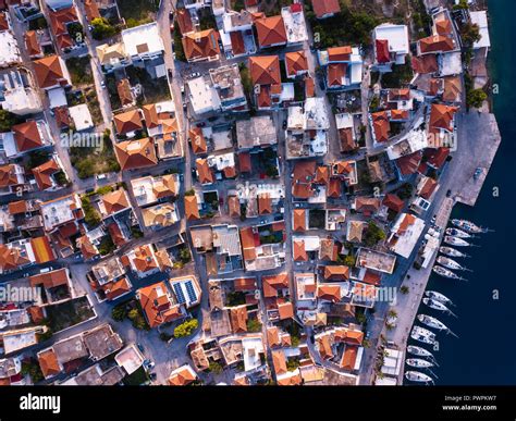 aerial view  ermioni houses  harbor aegean sea greece stock photo alamy