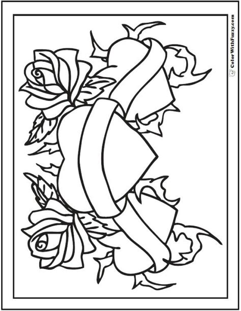 pin  april ordoyne  hearts rose coloring pages heart coloring