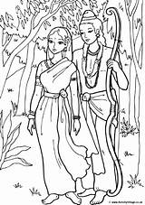 Sita Rama Coloring Colouring Diwali Pages Story Bollywood Indian India Drawing Party Saree Ram Activityvillage Ravana Princess Kids Woods Outline sketch template