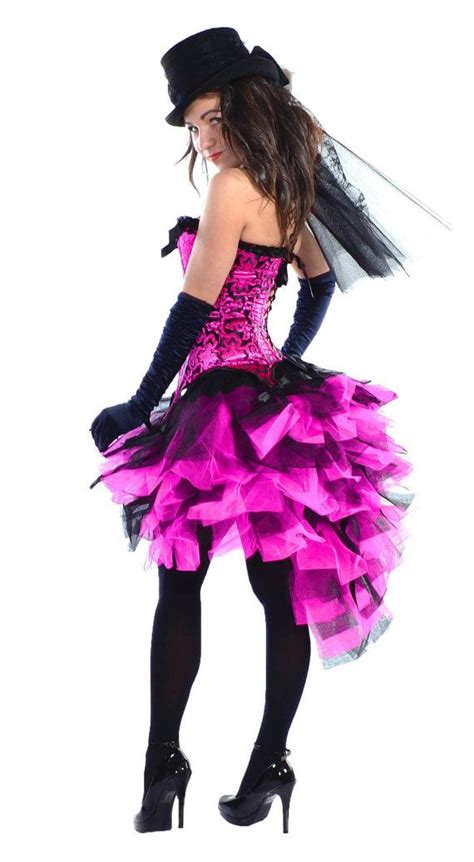 black pink designer burlesque dress  costume skirt burlesque dress