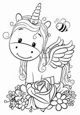 Unicorn Coloring Cute Pages Kids sketch template