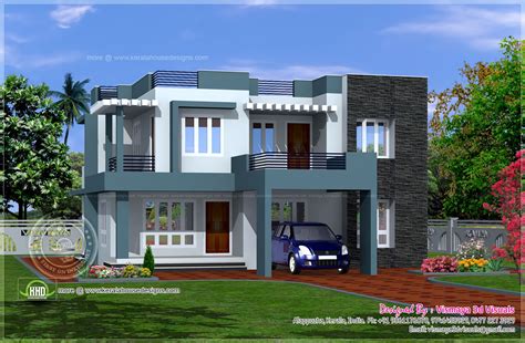 simple contemporary style villa plan kerala home design  floor plans  dream houses