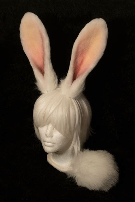 white posable bunny ears rabbit ears cosplay furry hare etsy