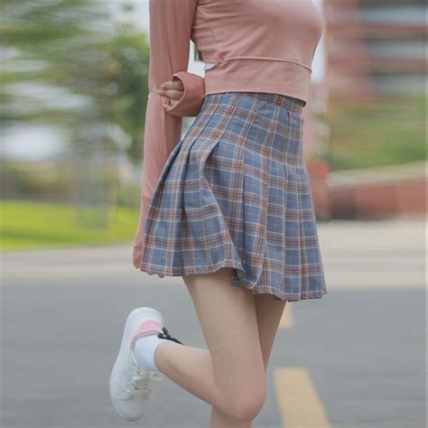 2018 women plaid skirts high waist harajuku cute sweet mini skirts