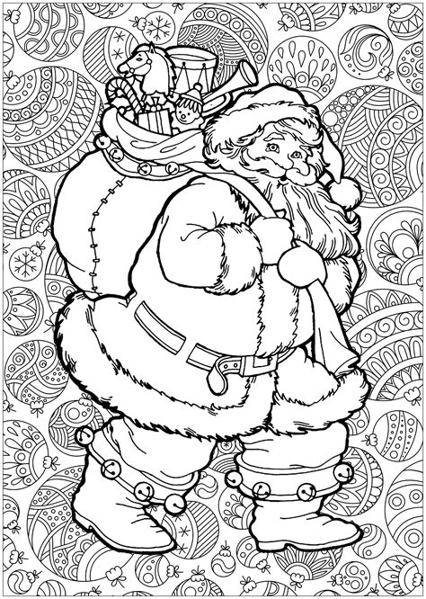 santa claus  background christmas adult coloring pages