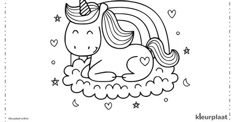 kleurplaat regenboog hartjes  gratis eenhoorn unicorn kleurplaten