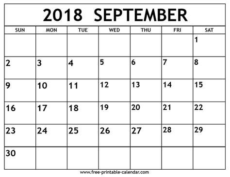 printable sept calendar  printable calendar monthly
