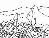 Machu Picchu Coloring Pages Sheet Colorear Stonehenge Template Coloringcrew Monuments Printable Book sketch template