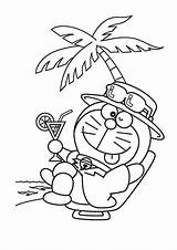 Doraemon Coloring Cartoon Pages Printable Drawing Relaxing Beach Print Kids Games Prints Color Book Pdf Getdrawings Categories sketch template