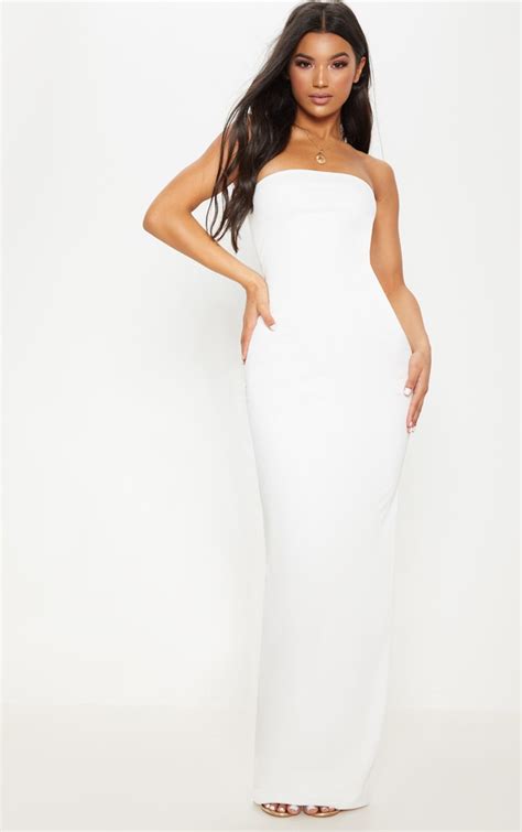 White Bandeau Bodycon Maxi Dress Dresses Prettylittlething