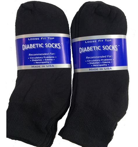 creswell sock mills  pairs  mens black diabetic ankle socks   size   usa