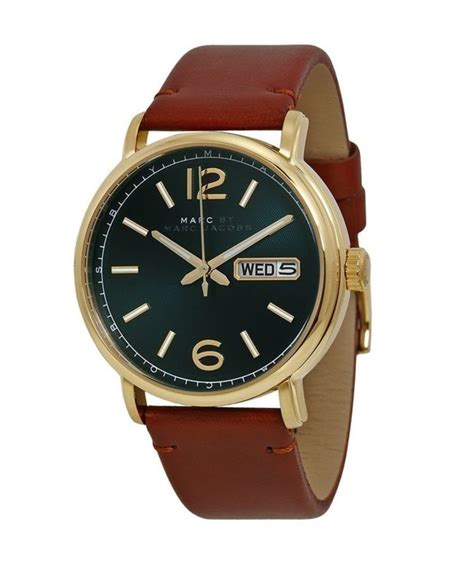 marc  marc jacobs fergus green dial brown leather mens  mbm