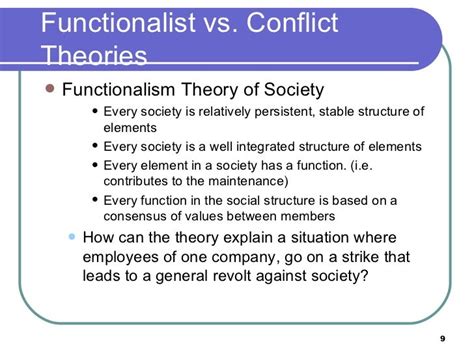 functionalism  conflict theory