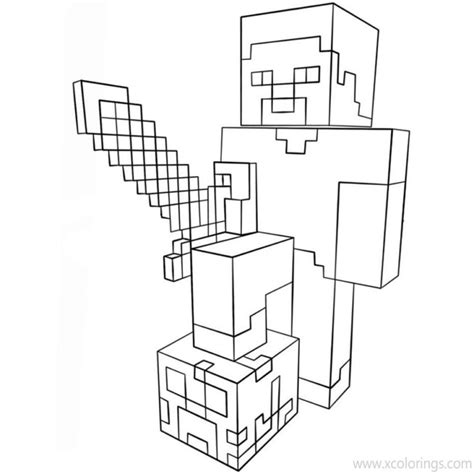 minecraft steve coloring pages  diamond armor xcoloringscom