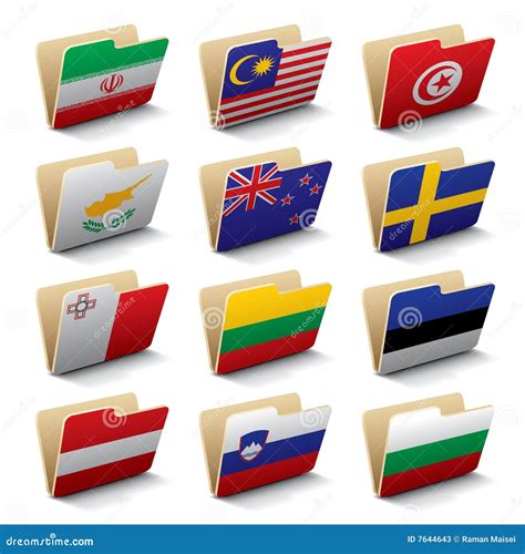 world folders icons  stock vector illustration  flag