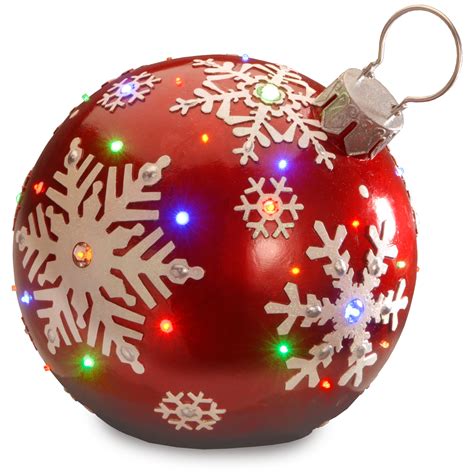 national tree company  red jeweled ornament  snowflake design  multi led