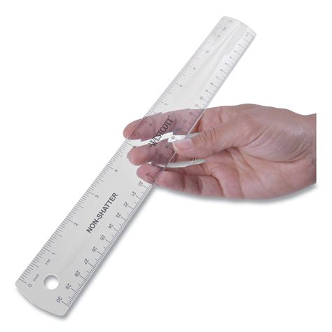 shatter flexible ruler standardmetric  long plastic clear