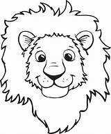 Lion Face Coloring Pages Smiling Head Para Leão Printable Colorir Lions Kids Color Sheets Cartoon Roaring Faces Print Size Colouring sketch template
