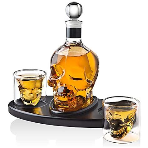 Whiskey Liquor Decanters Decanter Skull Set With 2 Cocktail Shot