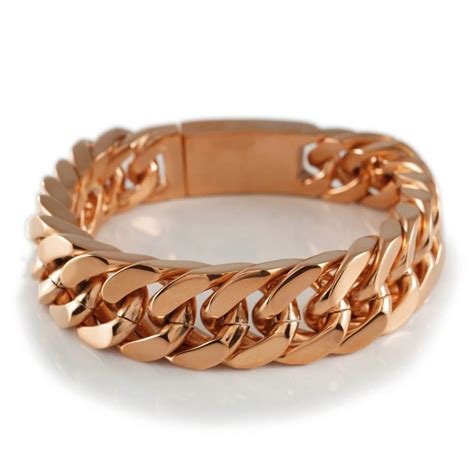 mm rose gold cuban link bracelet stainless steel nivs bling